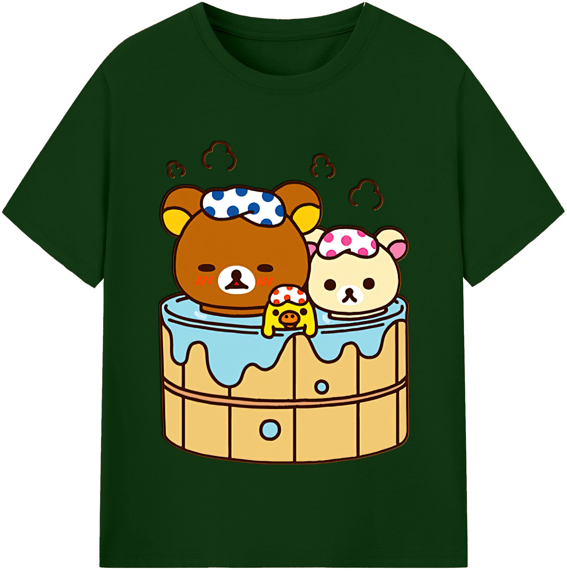 （画像用） リラックマ リラックマ キイロイトリ Rilakkuma Korilakkuma Kiiroitori 綿100％半袖Tシャツ（フロントプリント）